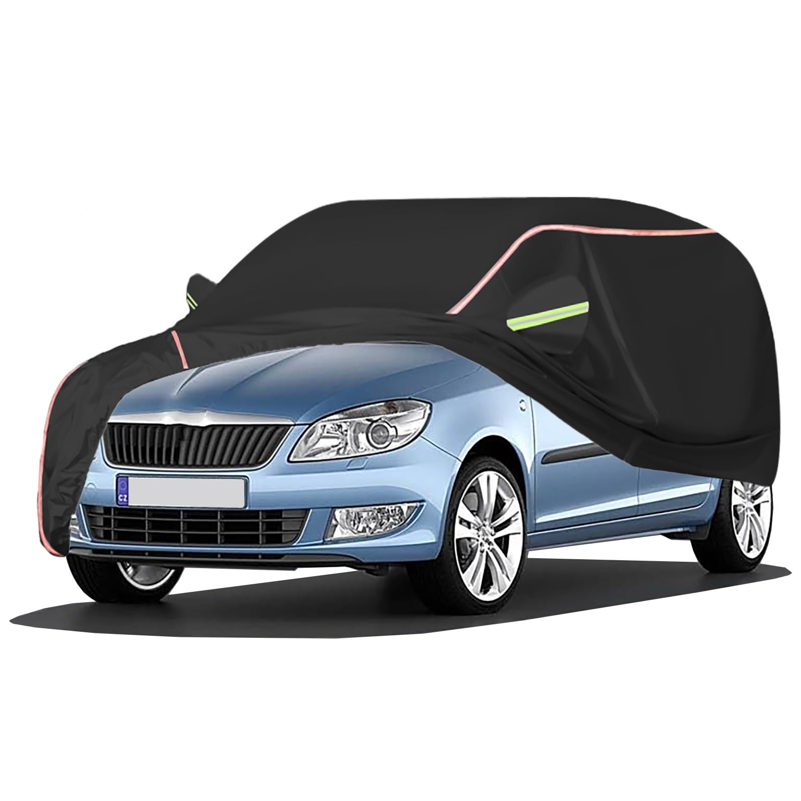 Autoabdeckung Passend for Skoda Roomster, Outdoor-Autoabdeckung, Wind- Und Regenschutz, Winter-Autoabdeckung, Autoabdeckung Mit Seitentür-Reißverschlüssen, Umfassende Pflege for Ihr Auto(Black) von RDHMJSJAZ