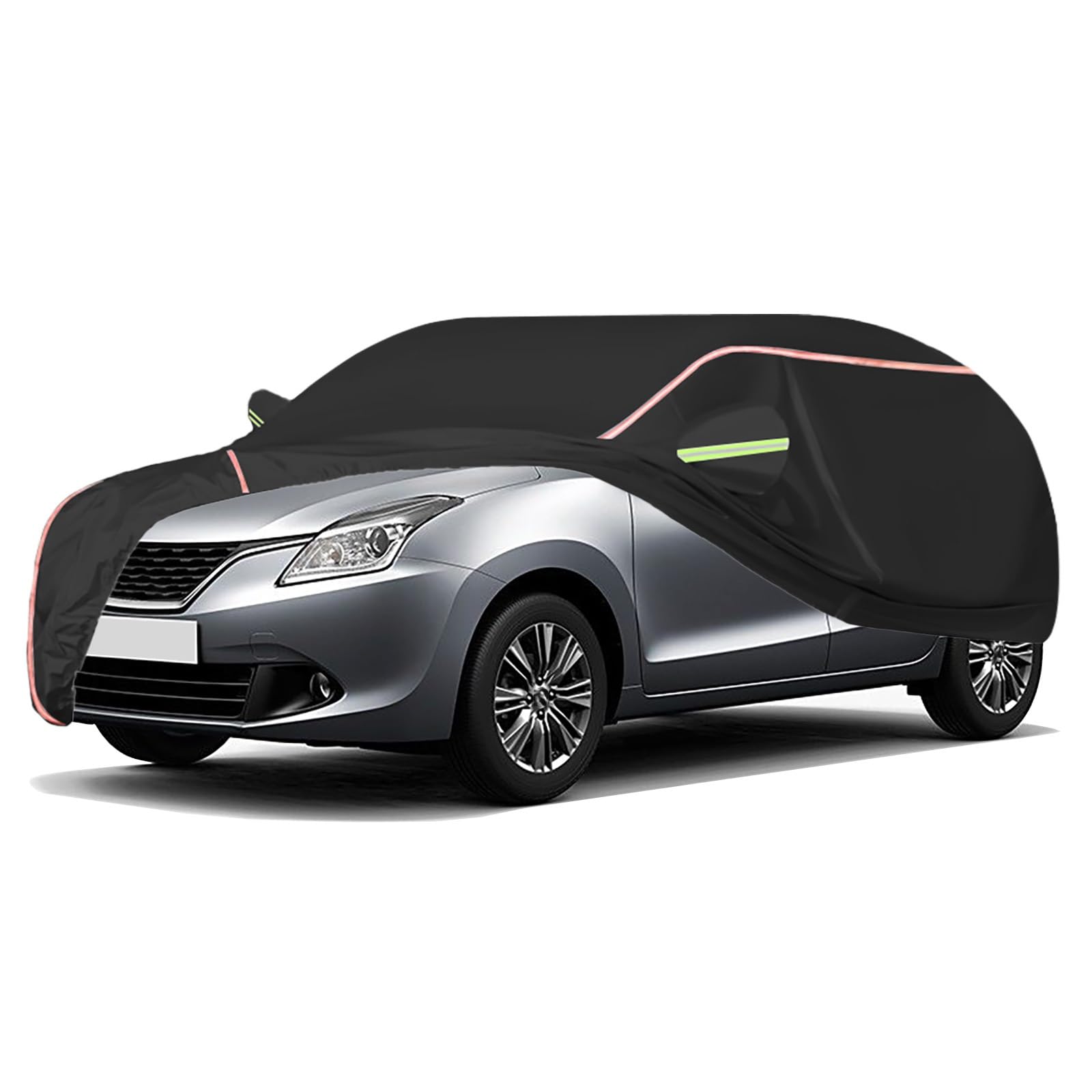 Autoabdeckung Passend for Suzuki Baleno, Outdoor-Autoabdeckung, Wind- Und Regenschutz, Winter-Autoabdeckung, Autoabdeckung Mit Seitentür-Reißverschlüssen, Umfassende Pflege for Ihr Auto(Black) von RDHMJSJAZ