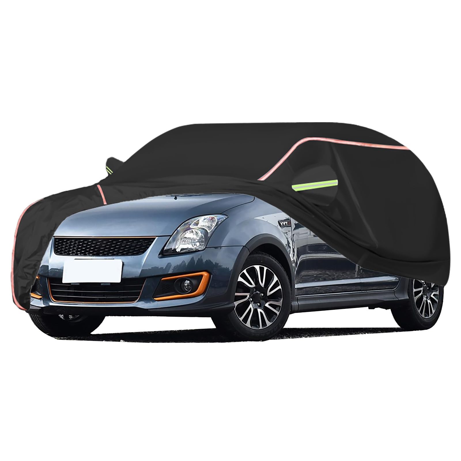 Autoabdeckung Passend for Suzuki Swift, Outdoor-Autoabdeckung, Wind- Und Regenschutz, Winter-Autoabdeckung, Autoabdeckung Mit Seitentür-Reißverschlüssen, Umfassende Pflege for Ihr Auto(Black) von RDHMJSJAZ