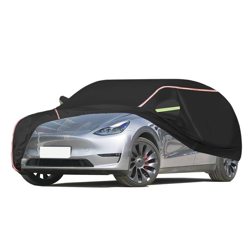 Autoabdeckung Passend for Tesla Model Y, Outdoor-Autoabdeckung, Wind- Und Regenschutz, Winter-Autoabdeckung, Autoabdeckung Mit Seitentür-Reißverschlüssen, Umfassende Pflege for Ihr Auto(Black) von RDHMJSJAZ