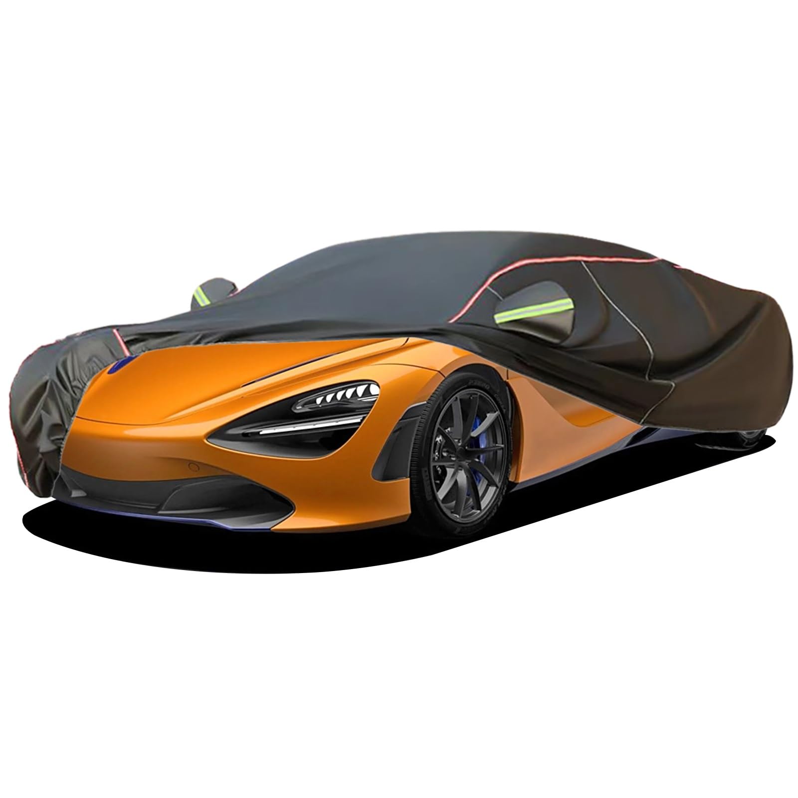 Autoabdeckung passend für McLaren 720S, Outdoor Autoabdeckung, Wind- und Regenschutz, Winter-Autoabdeckung, Autoabdeckung mit seitlichen Tür-Reißverschlüssen, umfassende Pflege für Ihr Auto (Schwarz) von RDHMJSJAZ