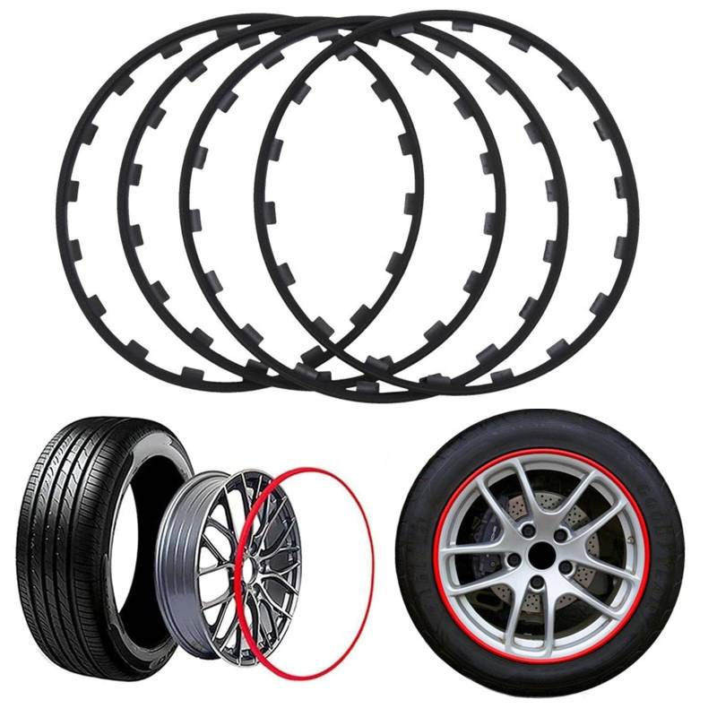 Felgenschutz for Alle Autos, Felgenrandring-Ersatzstreifen, 16–21 Zoll Radschutz, Leichtmetallradschutz(Black,16in) von RDHMJSJAZ