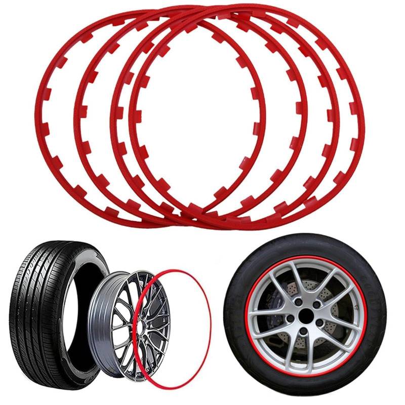 Felgenschutz for Alle Autos, Felgenrandring-Ersatzstreifen, 16–21 Zoll Radschutz, Leichtmetallradschutz(Red,17in) von RDHMJSJAZ