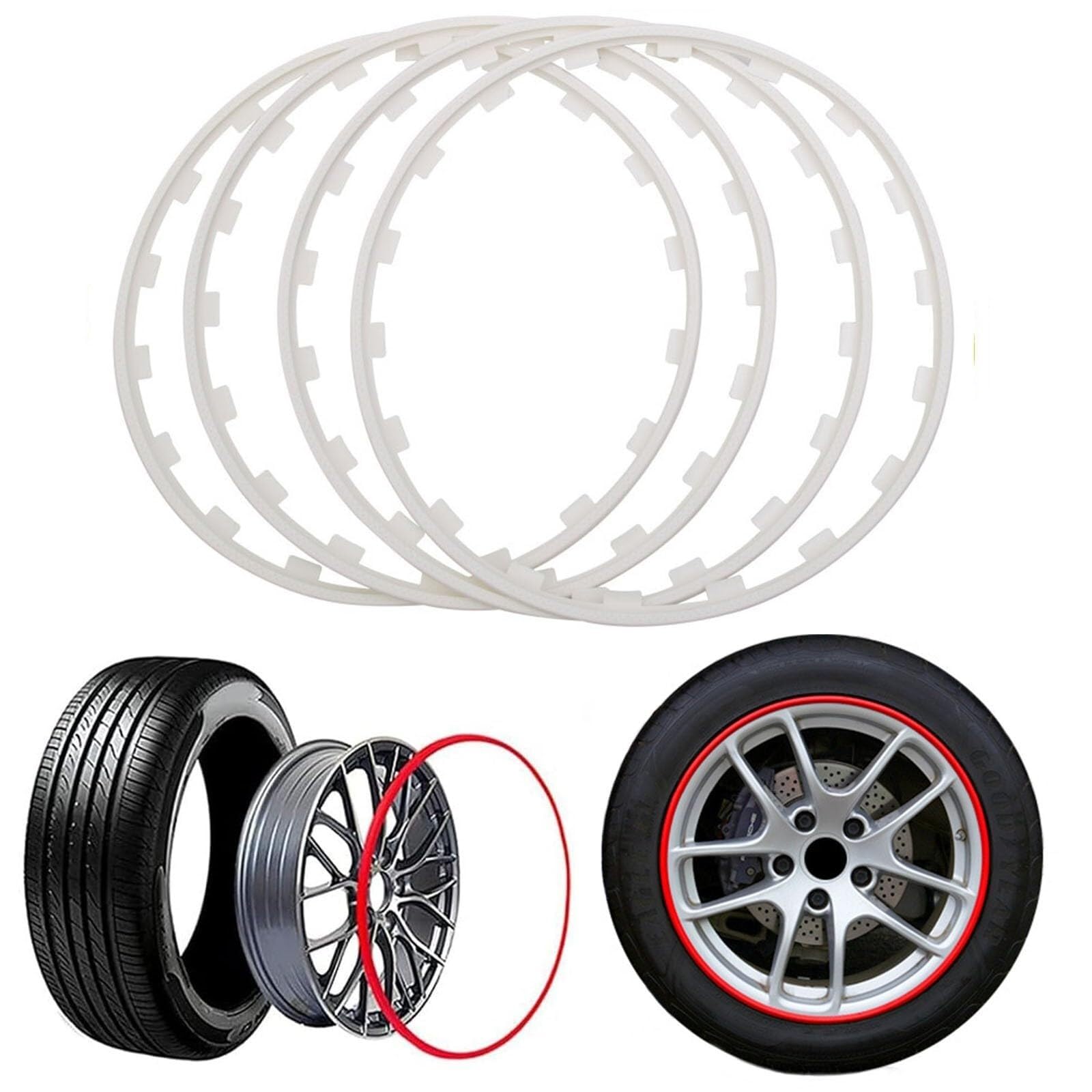 Felgenschutz for Alle Autos, Felgenrandring-Ersatzstreifen, 16–21 Zoll Radschutz, Leichtmetallradschutz(White,16in) von RDHMJSJAZ