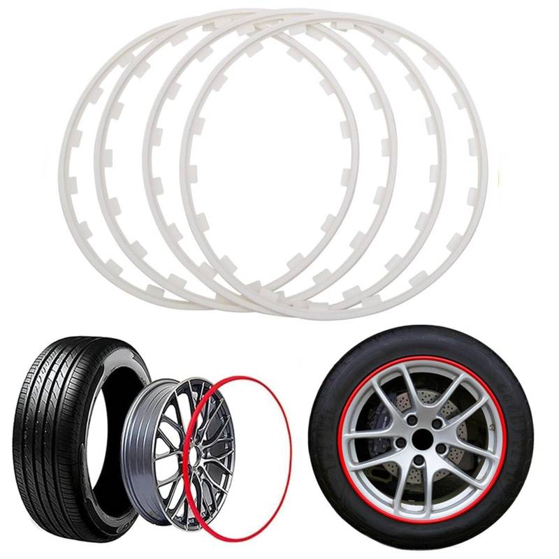 Felgenschutz for Alle Autos, Felgenrandring-Ersatzstreifen, 16–21 Zoll Radschutz, Leichtmetallradschutz(White,17in) von RDHMJSJAZ