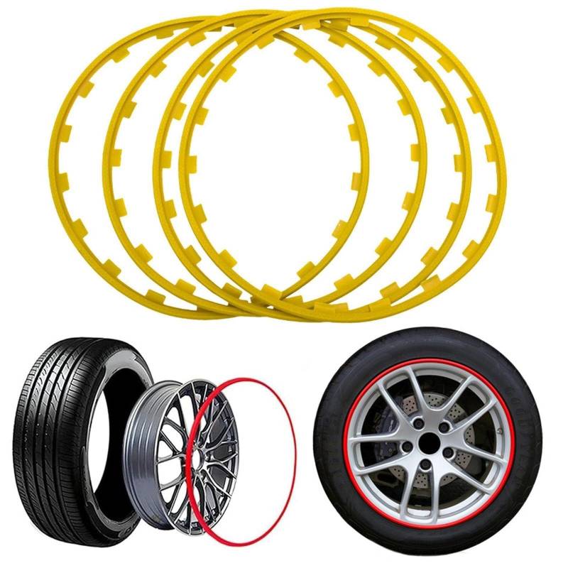 Felgenschutz for Alle Autos, Felgenrandring-Ersatzstreifen, 16–21 Zoll Radschutz, Leichtmetallradschutz(Yellow,16in) von RDHMJSJAZ