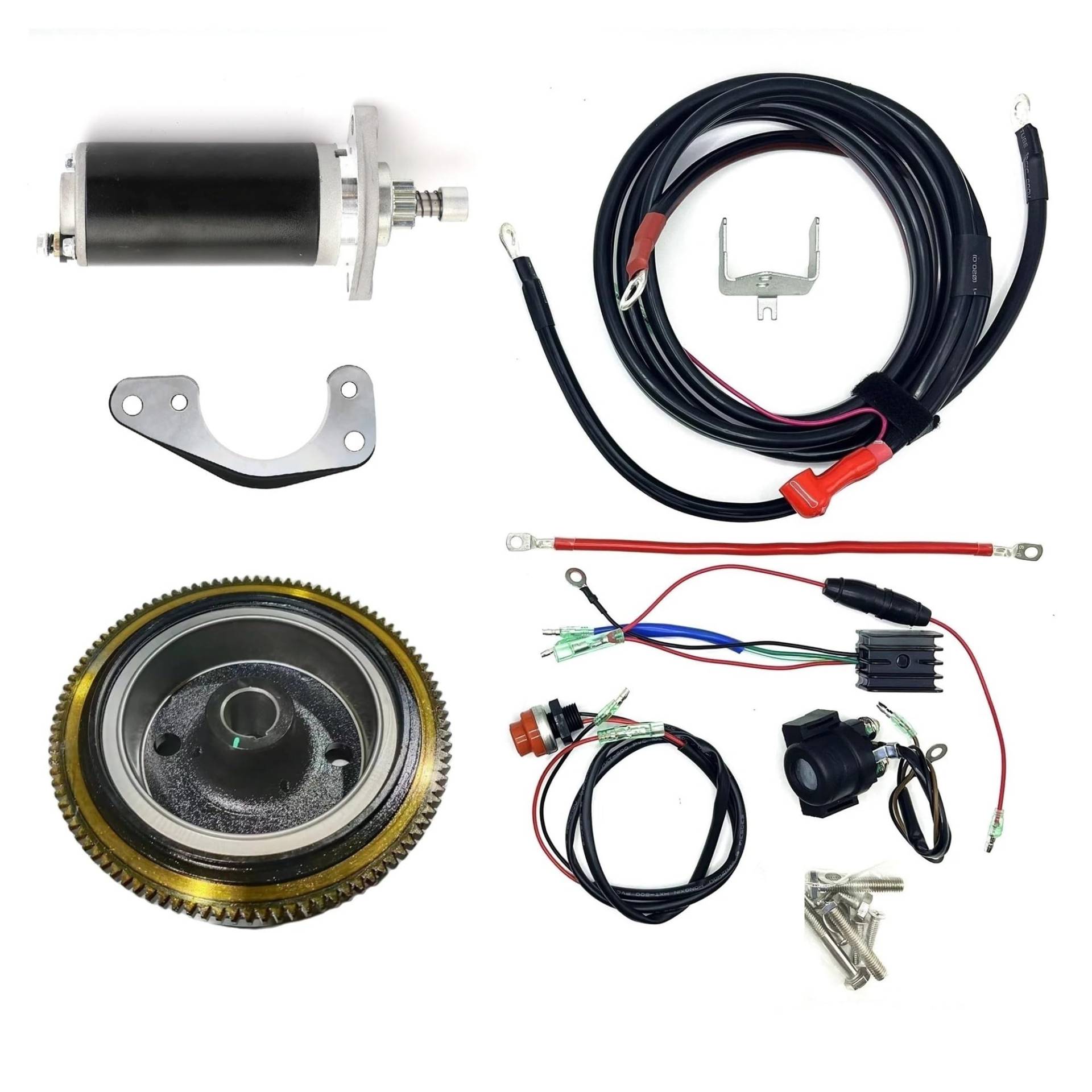 Electric Start Conversion Kit Compatible With Mercury Tohatsu 15hp 18hp 2 Stroke Outboard Motor Flywheel Starter Motor(Without coil) von RDUKALMEX