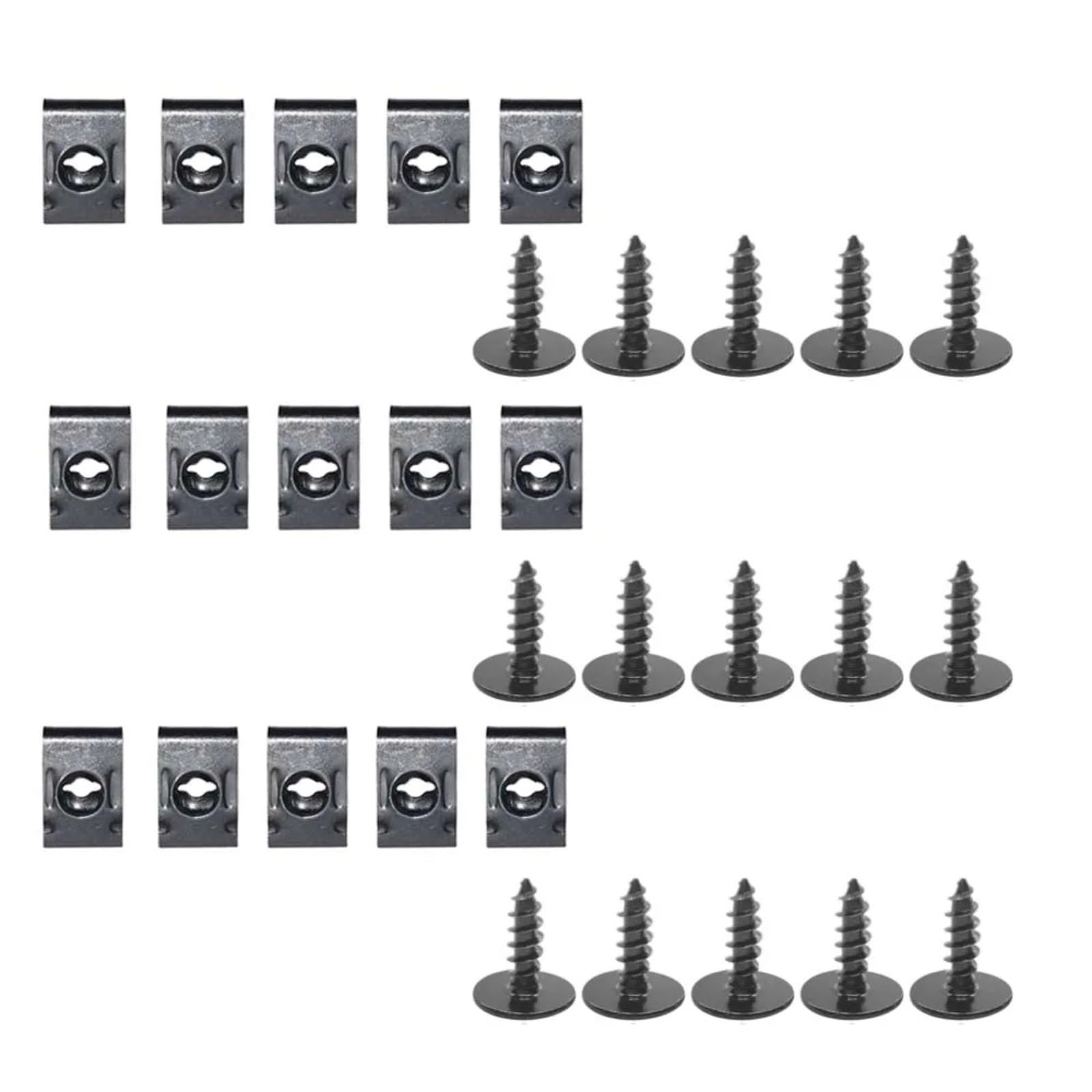 Motorrad Schrauben Set 10-40 Stück General Parts Auto Universal Schwarz Selbstschneidende Schrauben Pflaumenblüte Mit Pad U-förmige Clips Für Auto Stoßstange Kotflügel Kotflügel Basis Fixiert(30pcs) von RDWSPLI