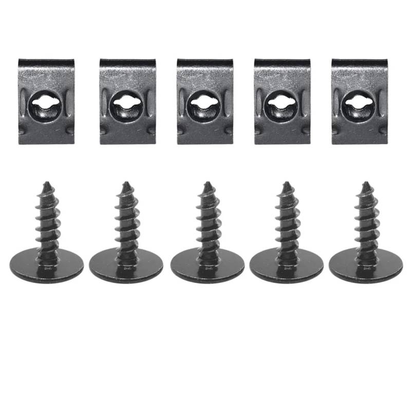 Motorrad Schrauben Set 10-40 Stück General Parts Auto Universal Schwarz Selbstschneidende Schrauben Pflaumenblüte Mit Pad U-förmige Clips Für Auto Stoßstange Kotflügel Kotflügel Basis Fixiert(10pcs) von RDWSPLI