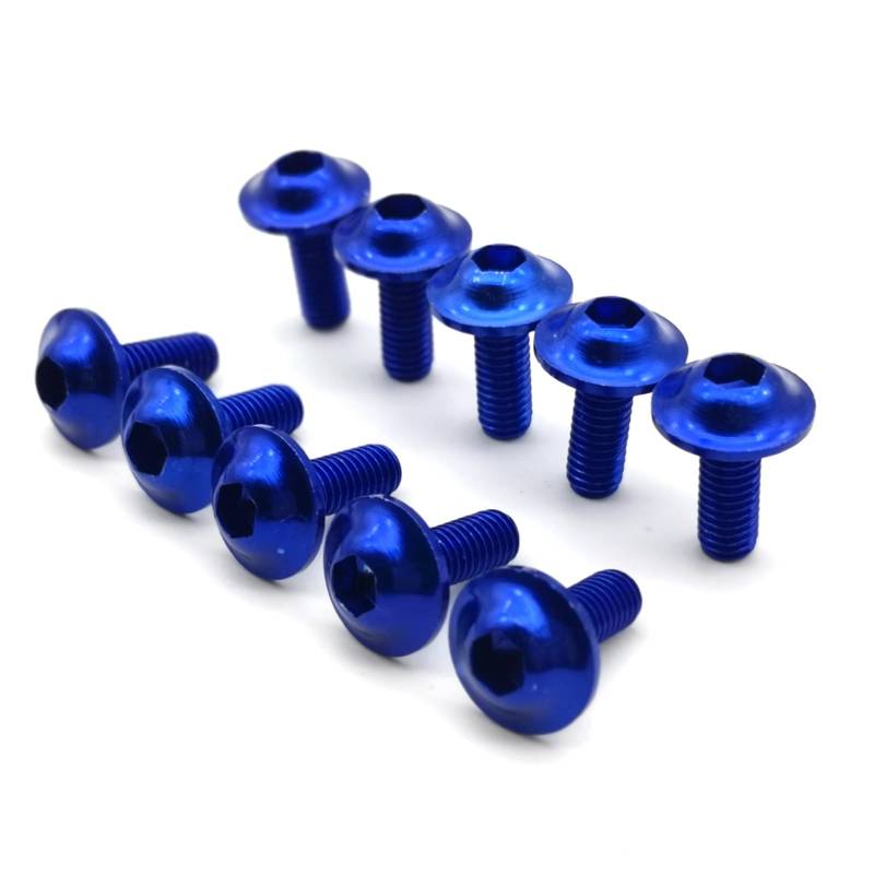 Motorrad Schrauben Set 10 Stück M6 X 20 Mm Allgemeine Teile Schwarz Rot Blau Gold Eloxiertes Aluminium Verkleidungsschrauben Für Bolzen Schrauben Motoforti Schraube Verkleidung Für Bolzen(Blue) von RDWSPLI