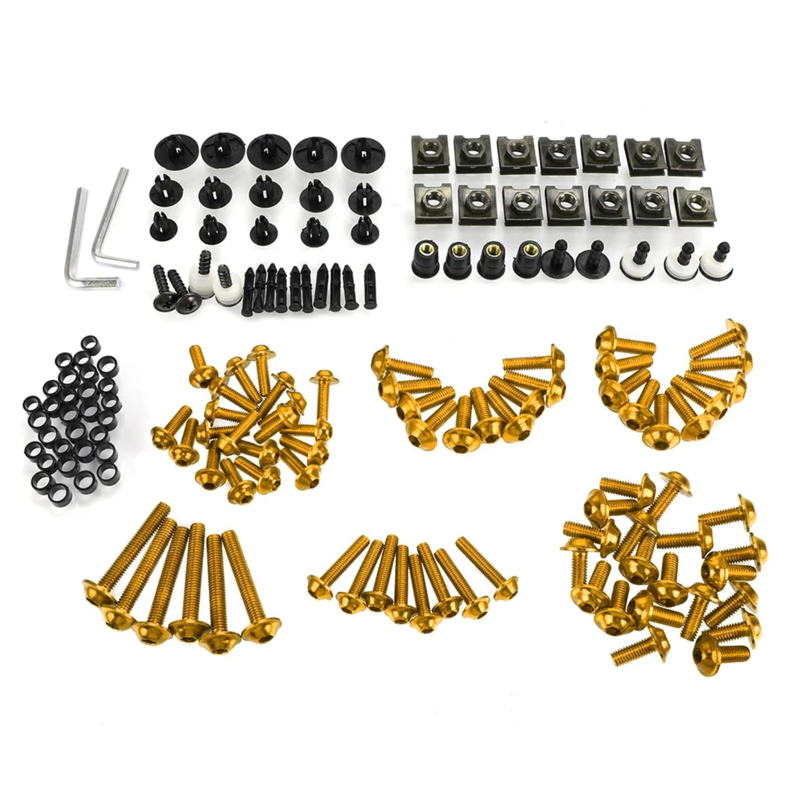 Motorrad Schrauben Set Für F700GS Für F800R Für R1200RT Für S1000RR Motorrad Verkleidung Karosserie Schrauben Spire Für Geschwindigkeit Verschluss Clips Schraube Für Frühling Bolots Muttern(Yellow) von RDWSPLI