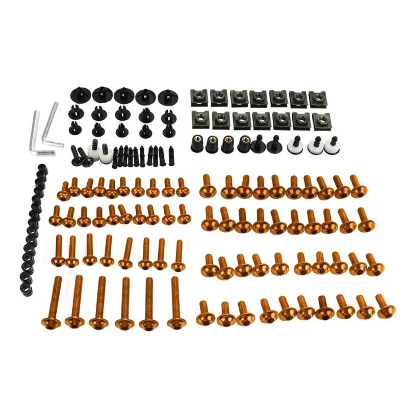 Motorrad Schrauben Set Für S1000XR Für RnineT Für HP4 Motorradzubehör Komplettes Komplettes Verkleidungsschrauben-Kit Schrauben Muttern Clips Motorrad-Universalverkleidung Für Schrauben-Kits(Orange) von RDWSPLI