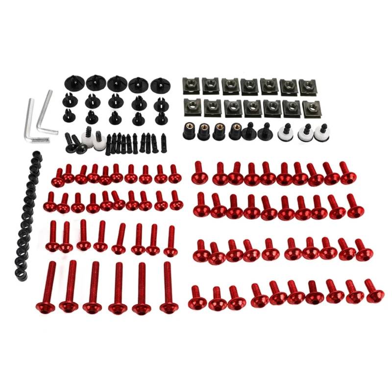 Motorrad Schrauben Set Für S1000XR Für RnineT Für HP4 Motorradzubehör Komplettes Komplettes Verkleidungsschrauben-Kit Schrauben Muttern Clips Motorrad-Universalverkleidung Für Schrauben-Kits(Red) von RDWSPLI