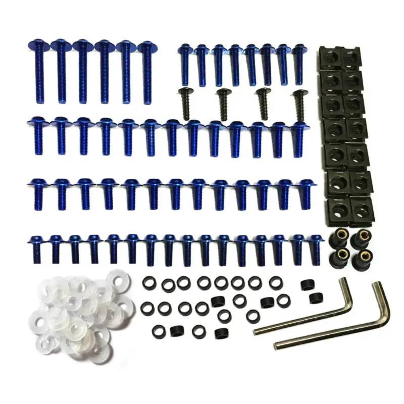 Motorrad Schrauben Set Kompatibel Mit Suzuki Für DL1000 Für TL1000S Für TL1000R Motorrad Komplettes Verkleidungsschrauben-Kit Karosserieschrauben Universelle Verkleidung Für Schrauben-Kits(Blue) von RDWSPLI