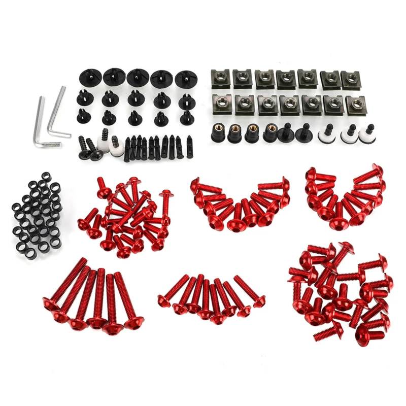 Motorrad Schrauben Set Kompatibel Mit Suzuki Für Gn250 Für Gn125 Für Sv650 Universal-Motorrad-Verkleidungsschrauben-Set Karosserie-Befestigungsclips Schrauben Motorrad-Schrauben Motorhauben(Red) von RDWSPLI