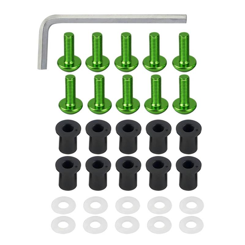 Motorrad Schrauben Set Kompatibel Mit Suzuki M5 General Parts Muttern- Und Schraubensatz Windschutzscheibenschrauben Schrauben Wellnuts Unterlegscheiben Windschutzscheiben-Befestigungssatz(Green) von RDWSPLI