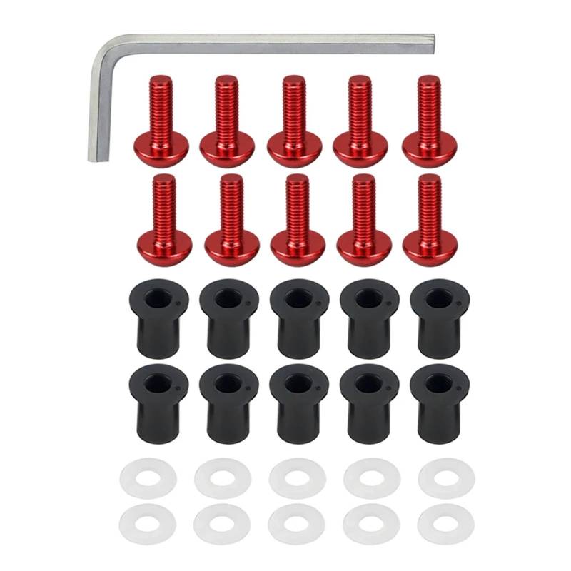 Motorrad Schrauben Set Kompatibel Mit Suzuki M5 General Parts Muttern- Und Schraubensatz Windschutzscheibenschrauben Schrauben Wellnuts Unterlegscheiben Windschutzscheiben-Befestigungssatz(Red) von RDWSPLI