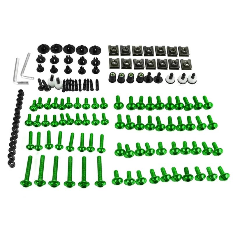 Motorrad Schrauben Set Kompatibel Mit Yamaha Für Tenere 1200 700 Für TMAX500 M6 M5 Verkleidungsschrauben-Set Karosserie-Befestigungselemente Schrauben Mutter Batterie-Anschlussschrauben(Green) von RDWSPLI