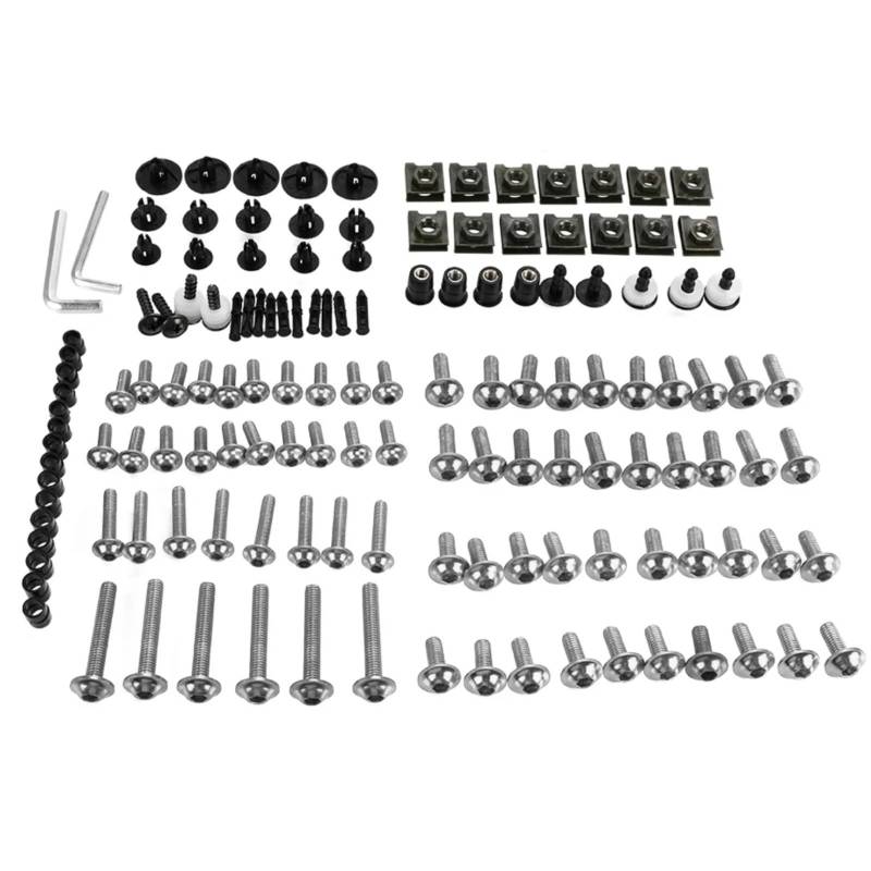 Motorrad Schrauben Set Kompatibel Mit Yamaha Für XT660E Für XT660R Für XT660X M6 M5 Verkleidungsschrauben-Kit Karosserie-Befestigungselemente Schrauben Muttern Universelle Für Schrauben-Kits(Silver) von RDWSPLI