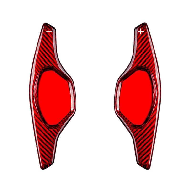 RDWSPLI Erweiterung Paddle Kompatibel Mit Cadillac Für XTS 2013 2014 2015 2016 2017 2018 2019 2020 Echte Kohlefaser Lenkrad-Schaltwippenverlängerung Innenmodifikationen(Carbon Red) von RDWSPLI