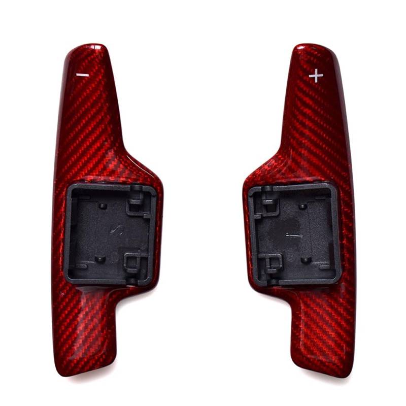 RDWSPLI Erweiterung Paddle Kompatibel Mit Chevrolet Für Corvette C8 2020 2021 2022 Carbon Fiber Auto Innenausstattung Lenkrad Schaltwippe Extender Shifter(Red) von RDWSPLI