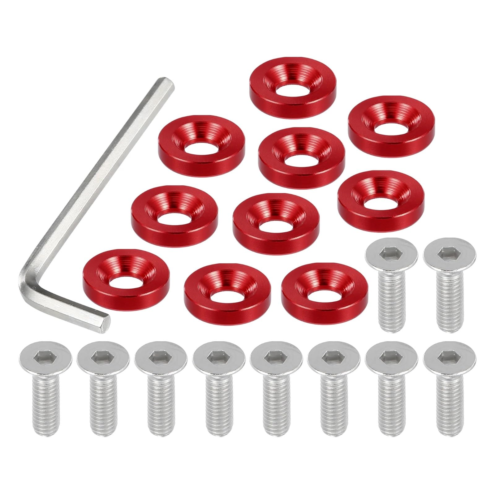 RDWSPLI Motorrad Schrauben Set 1 Set M6 Finishing Senkkopf Kotflügel Stoßstange Unterlegscheiben Dichtung Schraube Motor Bay Fastener Tool Kit Für Auto Motorrad Verkleidung Für Bolzen Zubehör(Red) von RDWSPLI