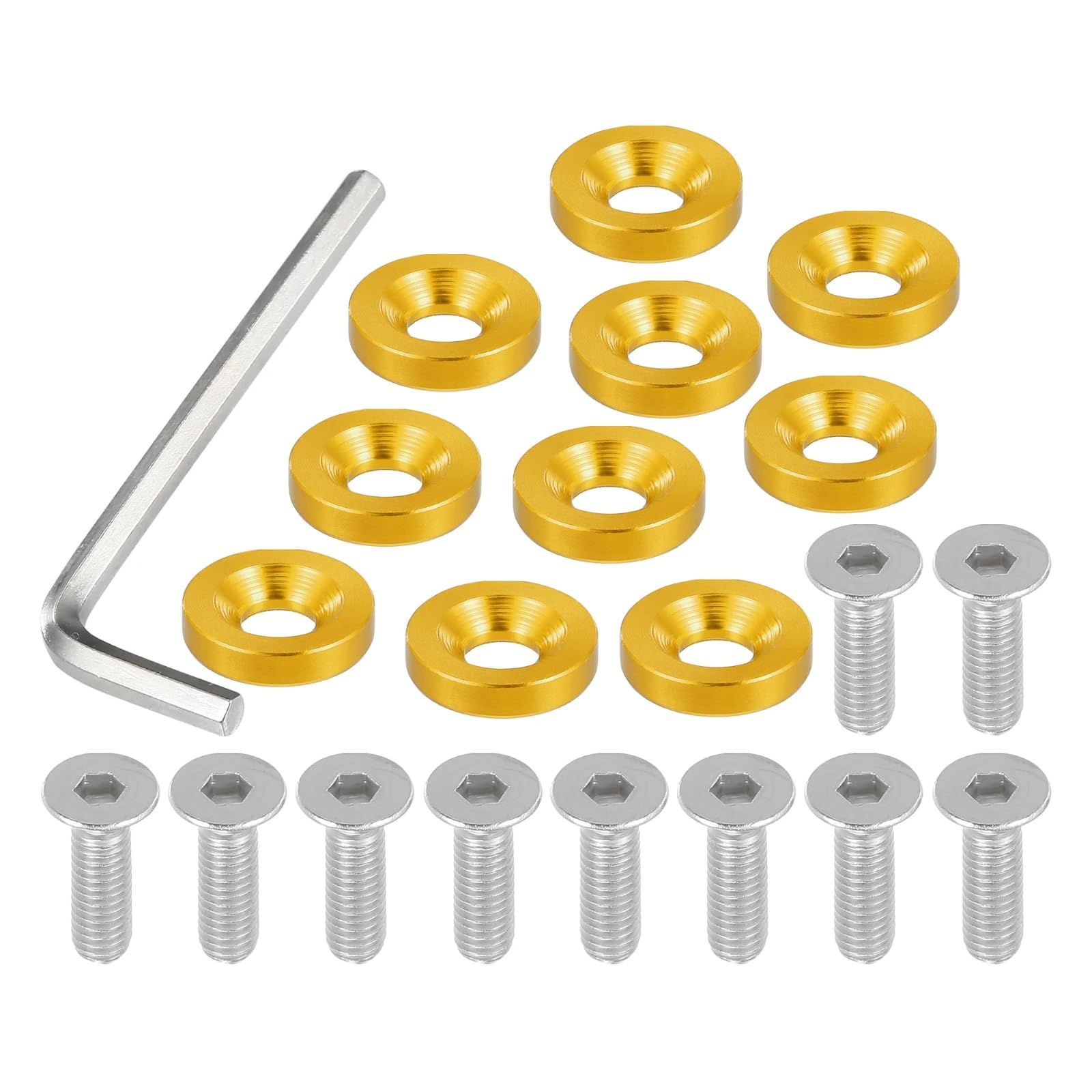 RDWSPLI Motorrad Schrauben Set 1 Set M6 Finishing Senkkopf Kotflügel Stoßstange Unterlegscheiben Dichtung Schraube Motor Bay Fastener Tool Kit Für Auto Motorrad Verkleidung Für Bolzen Zubehör(Yellow) von RDWSPLI