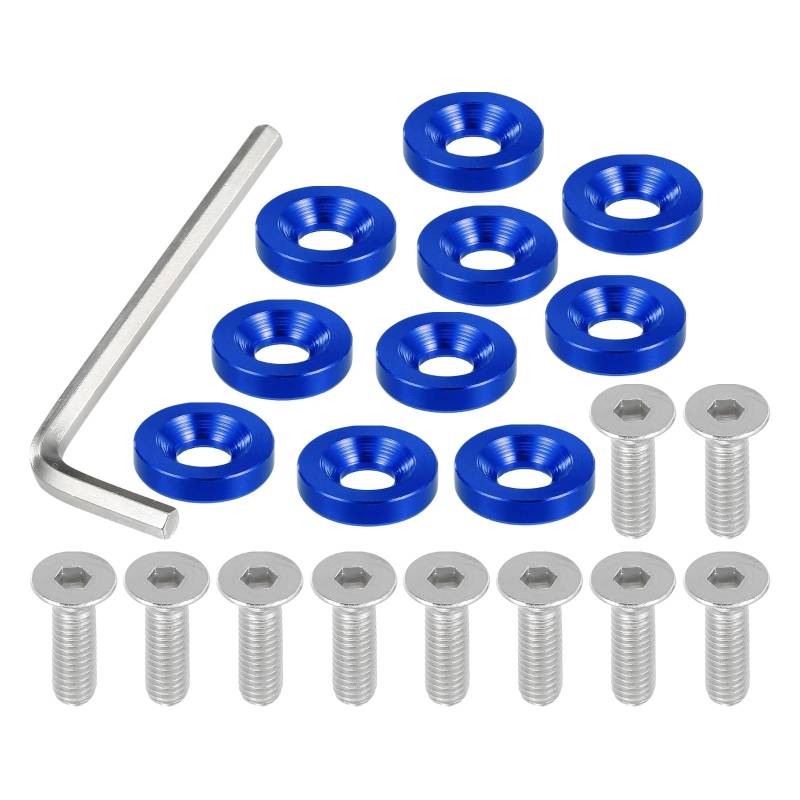 RDWSPLI Motorrad Schrauben Set 1 Set M6 Finishing Senkkopf Kotflügel Stoßstange Unterlegscheiben Dichtung Schraube Motor Bay Fastener Tool Kit Für Auto Motorrad Verkleidung Für Bolzen Zubehör(Blue) von RDWSPLI