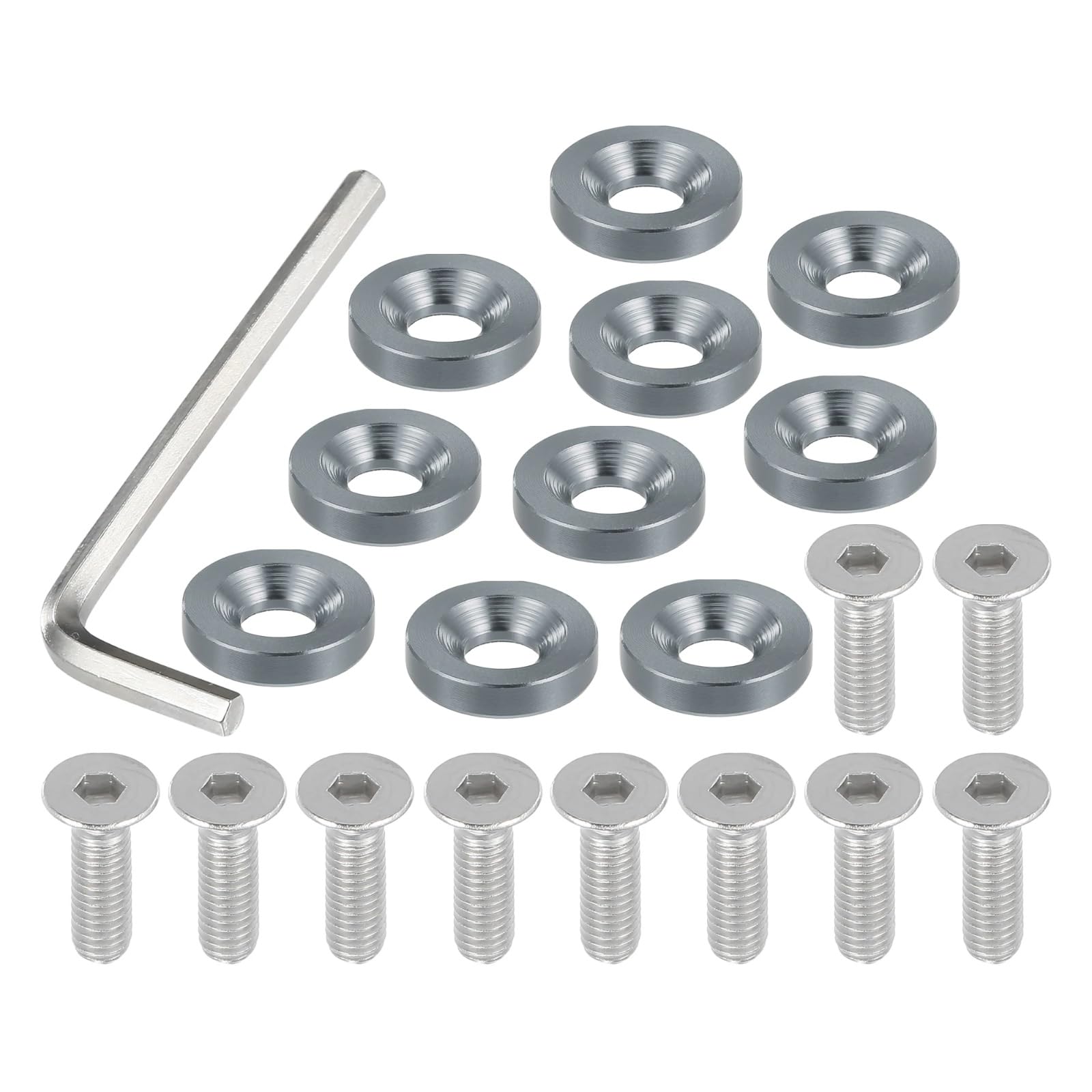 RDWSPLI Motorrad Schrauben Set 1 Set M6 Finishing Senkkopf Kotflügel Stoßstange Unterlegscheiben Dichtung Schraube Motor Bay Fastener Tool Kit Für Auto Motorrad Verkleidung Für Bolzen Zubehör(Silver) von RDWSPLI