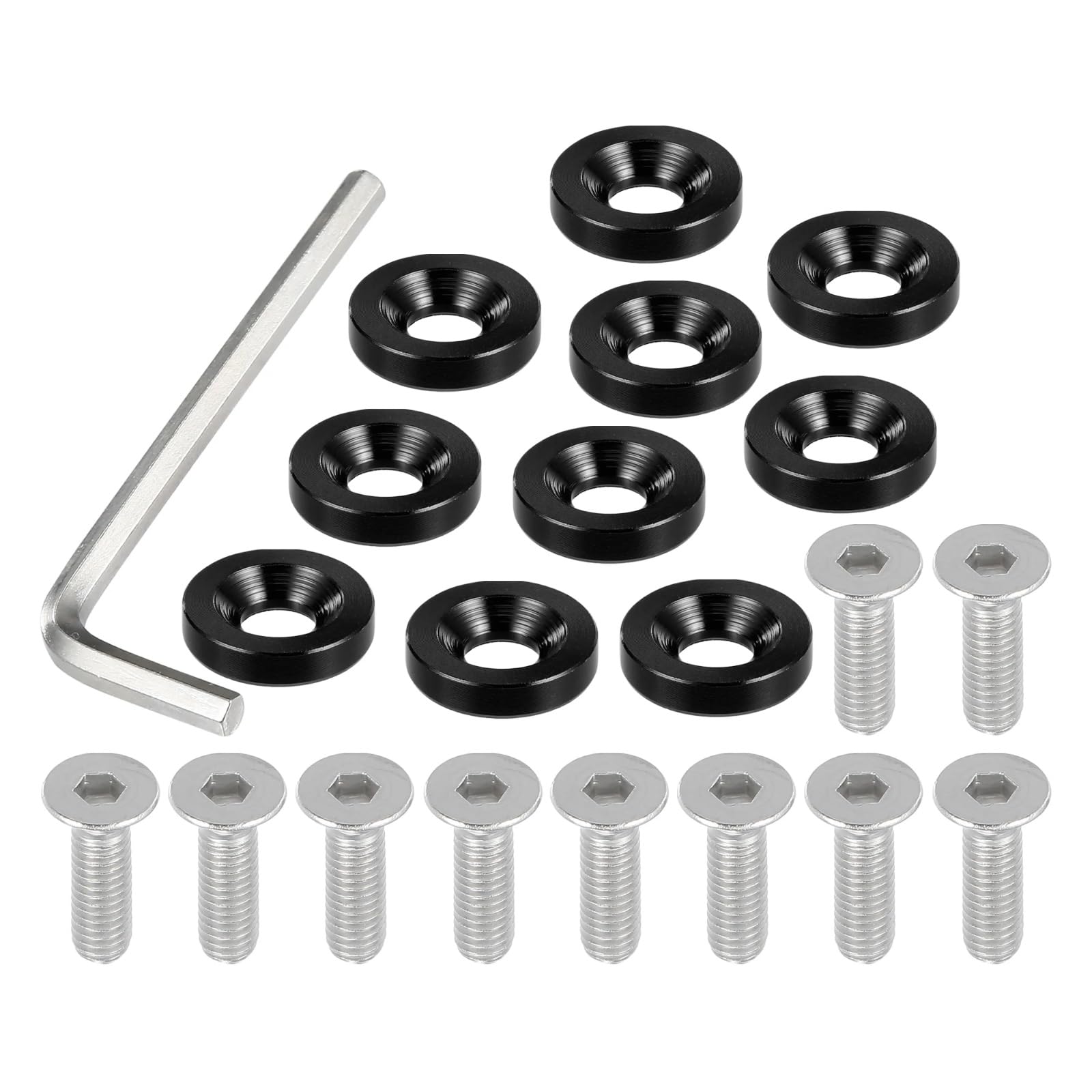 RDWSPLI Motorrad Schrauben Set 1 Set M6 Finishing Senkkopf Kotflügel Stoßstange Unterlegscheiben Dichtung Schraube Motor Bay Fastener Tool Kit Für Auto Motorrad Verkleidung Für Bolzen Zubehör(Black) von RDWSPLI