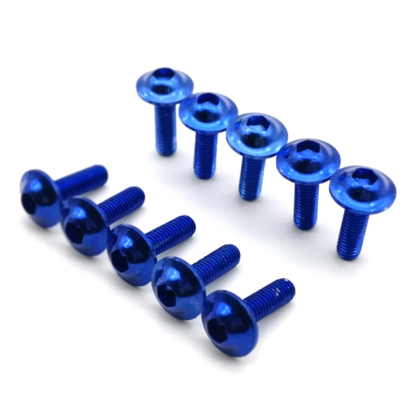 RDWSPLI Motorrad Schrauben Set 10 Stück Allgemeine Teile Motorradschrauben Schraube M6 X 16 Mm Aluminium-Schmuckschrauben Blau Eloxiert 20 Mm Schrauben Rote Schrauben M6-Kopf von RDWSPLI