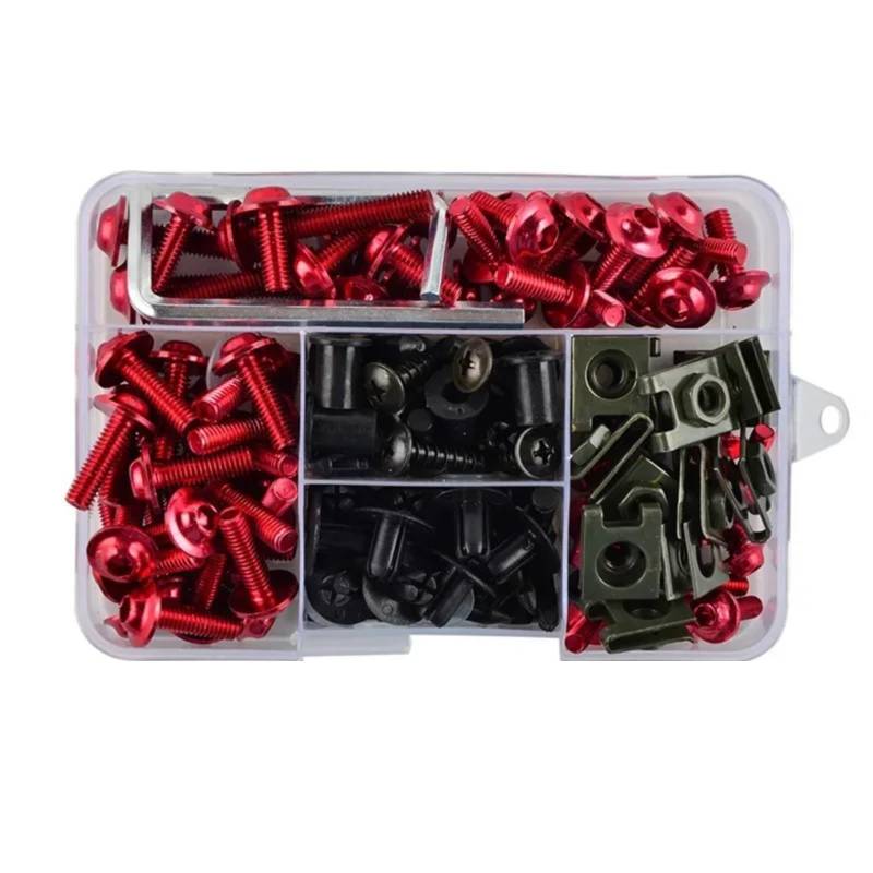 RDWSPLI Motorrad Schrauben Set Für Adventure Für F900R Für F900XR Für G310RR Motorrad Verkleidung Schrauben Schrauben Kit Mutter Clips Motorrad Batterie Terminal Schrauben(Red) von RDWSPLI