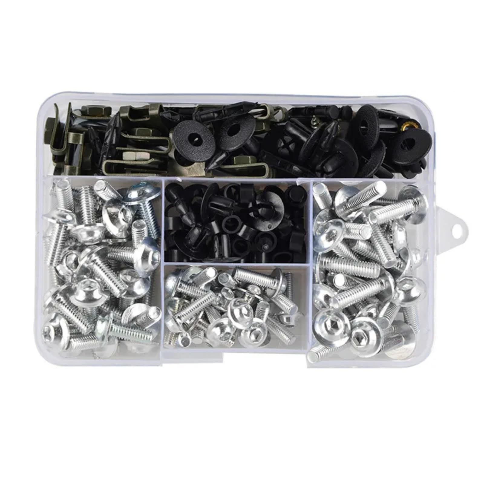 RDWSPLI Motorrad Schrauben Set Für CB650R Für CB650F Für CB1000R Für CB1300 195-teiliges Motorrad-Verkleidungs-Bolzen-Schrauben-Set Muttern-Clips Motorrad-Verkleidungs-Bolzen-Sortiment-Set(Silver) von RDWSPLI