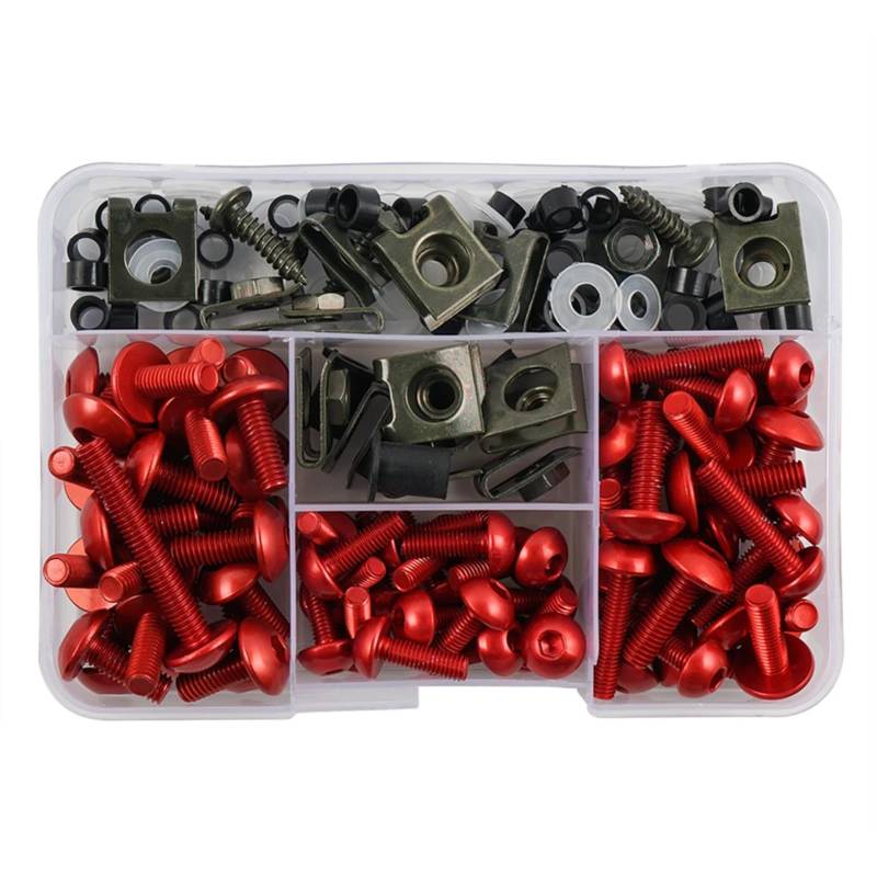 RDWSPLI Motorrad Schrauben Set Für CBR600F Für F2 Für F3 Für F4i 177PCS Motorrad Verkleidung Schrauben Verschluss Clip Schraube Motorrad Verkleidung Für Bolzen Sortiment Kit(Red) von RDWSPLI