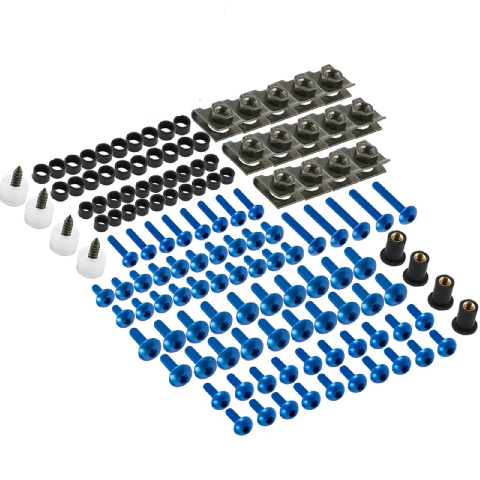 RDWSPLI Motorrad Schrauben Set Für CBR600RR Für CBR900RR Für CBR929RR 177PCS Motorrad Schrauben Verkleidung Für Bolzen Muttern Körper Schrauben Motorrad Batterie Terminal Schrauben(Blue) von RDWSPLI