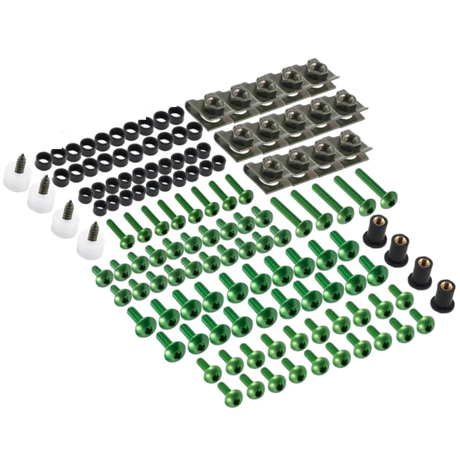 RDWSPLI Motorrad Schrauben Set Für CBR600RR Für CBR900RR Für CBR929RR 177PCS Motorrad Schrauben Verkleidung Für Bolzen Muttern Körper Schrauben Motorrad Batterie Terminal Schrauben(Green) von RDWSPLI