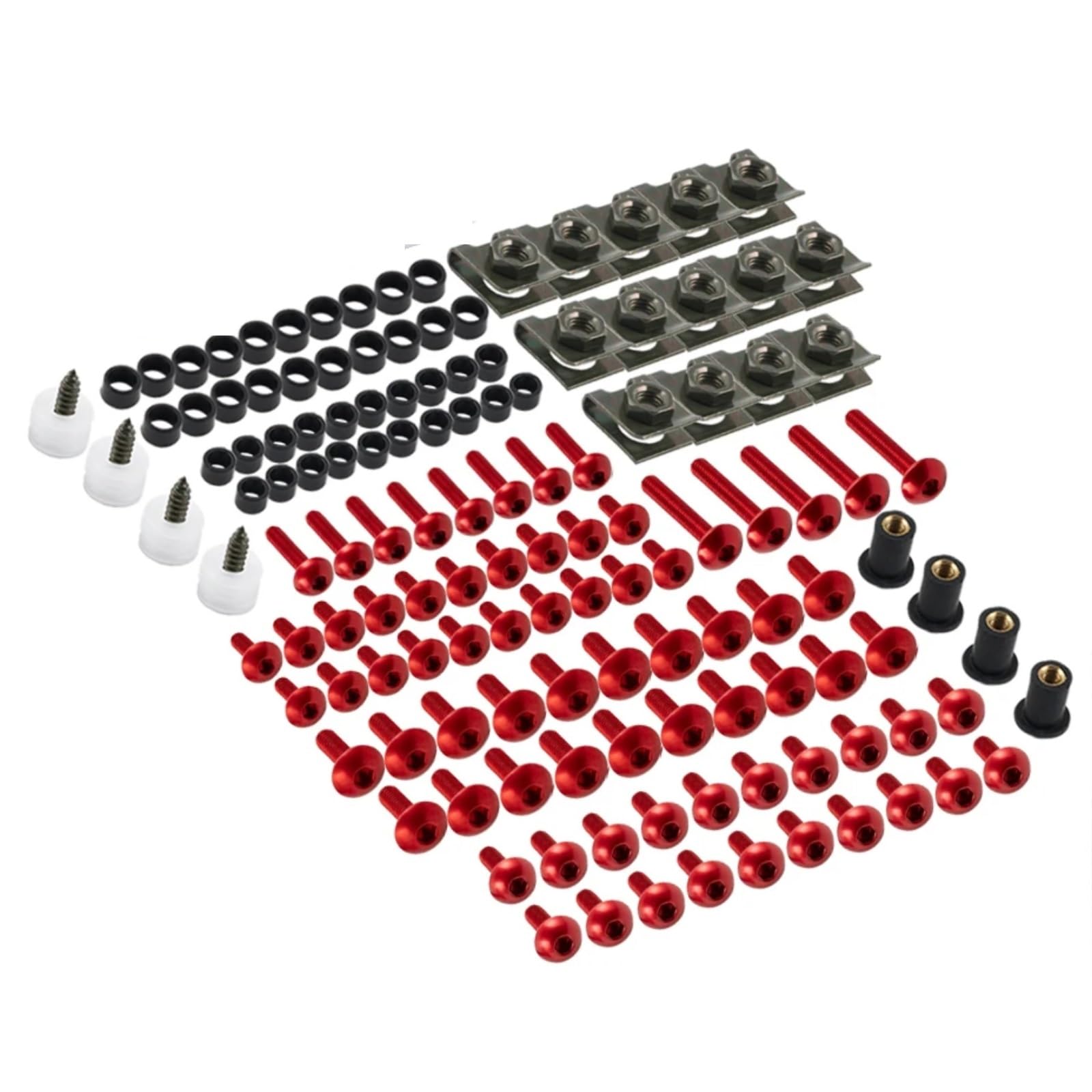 RDWSPLI Motorrad Schrauben Set Für CBR600RR Für CBR900RR Für CBR929RR 177PCS Motorrad Schrauben Verkleidung Für Bolzen Muttern Körper Schrauben Motorrad Batterie Terminal Schrauben(Red) von RDWSPLI