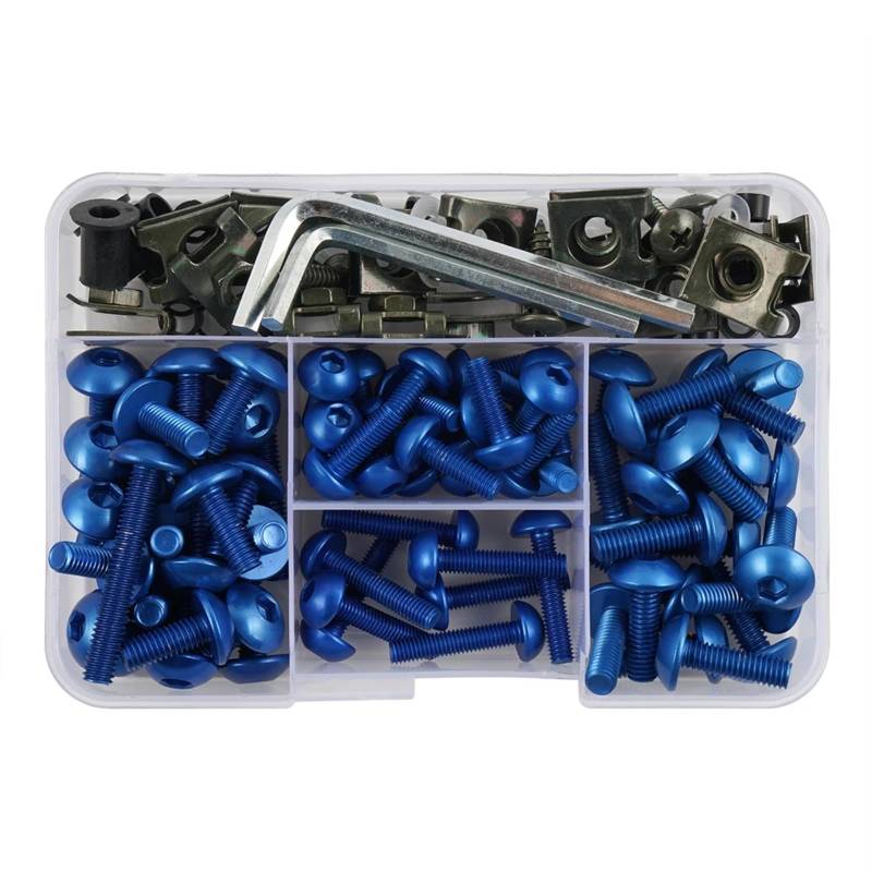 RDWSPLI Motorrad Schrauben Set Für CBR900RR Für CBR1000F Für CBR1000RR 155PCS Universal Motorrad Karosserie Verkleidung Schrauben Motorrad Batterie Terminal Schrauben(Blue) von RDWSPLI