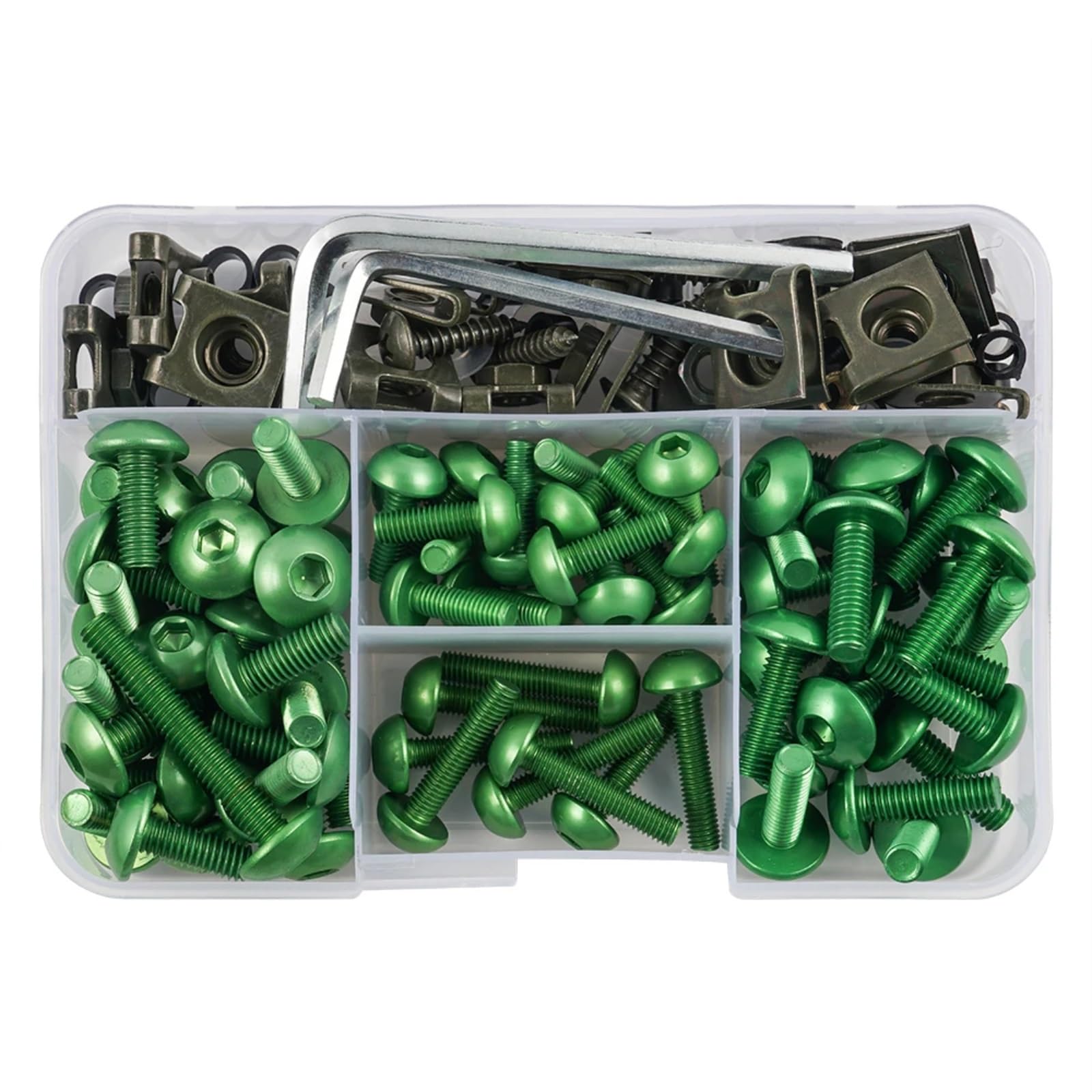 RDWSPLI Motorrad Schrauben Set Für CBR900RR Für CBR1000F Für CBR1000RR 155PCS Universal Motorrad Karosserie Verkleidung Schrauben Motorrad Batterie Terminal Schrauben(Green) von RDWSPLI