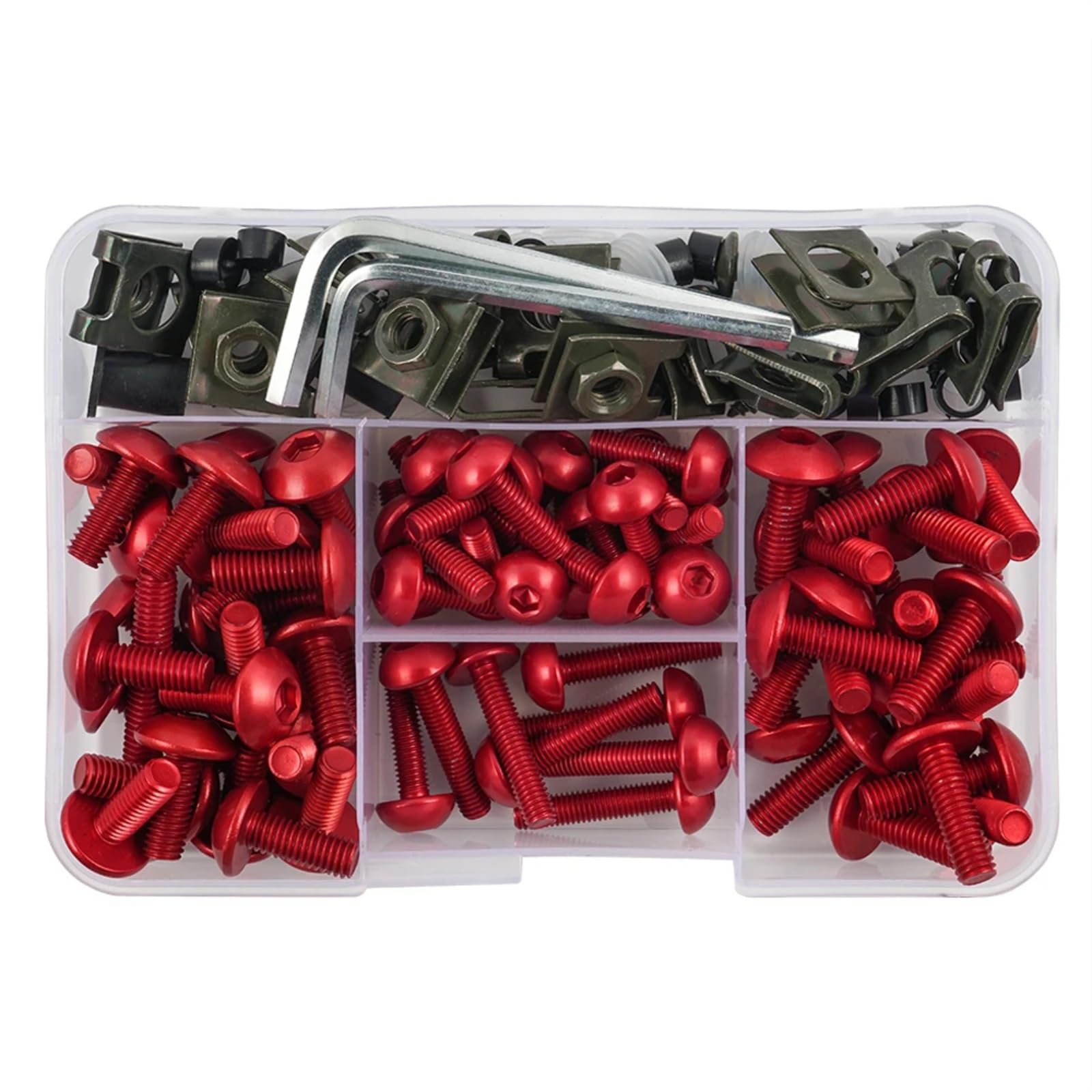 RDWSPLI Motorrad Schrauben Set Für CBR900RR Für CBR1000F Für CBR1000RR 155PCS Universal Motorrad Karosserie Verkleidung Schrauben Motorrad Batterie Terminal Schrauben(Red) von RDWSPLI