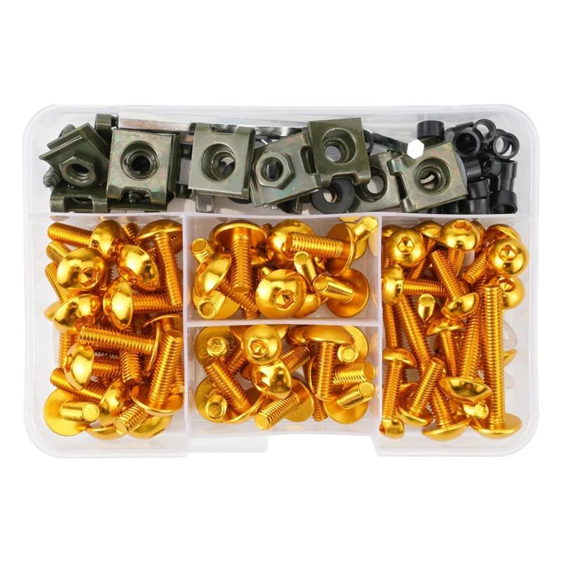 RDWSPLI Motorrad Schrauben Set Für CBR900RR Für CBR1000F Für CBR1000RR 155PCS Universal Motorrad Karosserie Verkleidung Schrauben Motorrad Batterie Terminal Schrauben(Yellow) von RDWSPLI