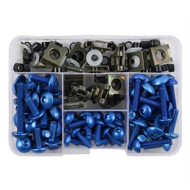 RDWSPLI Motorrad Schrauben Set Für CBR954RR Für CBR1000RR 177PCS Motorrad Verkleidung Schrauben Verschluss Clip Schraube Motorrad Batterie Terminal Schrauben(Blue) von RDWSPLI