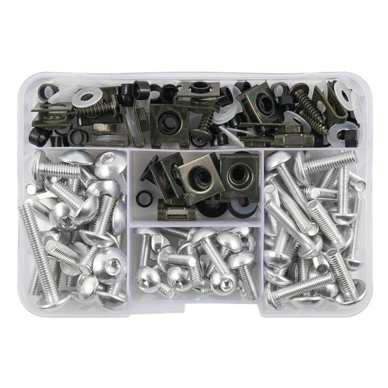 RDWSPLI Motorrad Schrauben Set Für CBR954RR Für CBR1000RR 177PCS Motorrad Verkleidung Schrauben Verschluss Clip Schraube Motorrad Batterie Terminal Schrauben(Silver) von RDWSPLI