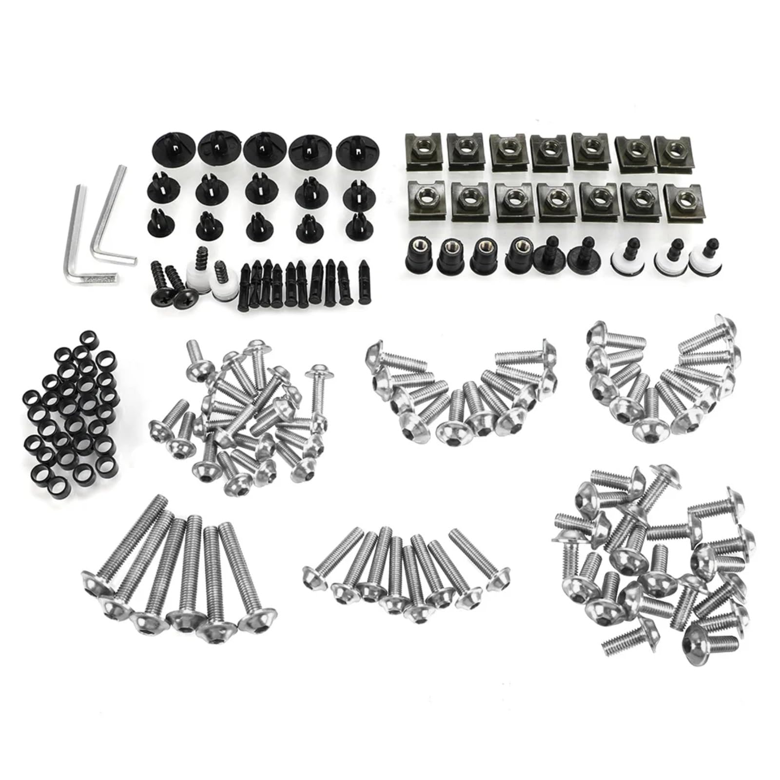 RDWSPLI Motorrad Schrauben Set Für Cbr250 Für Cbr400 Für Cbr600 Motorrad Zubehör Verkleidung Schrauben Kit Körper Befestigungs Clips Schrauben Motorrad Batterie Terminal Schrauben(Silver) von RDWSPLI