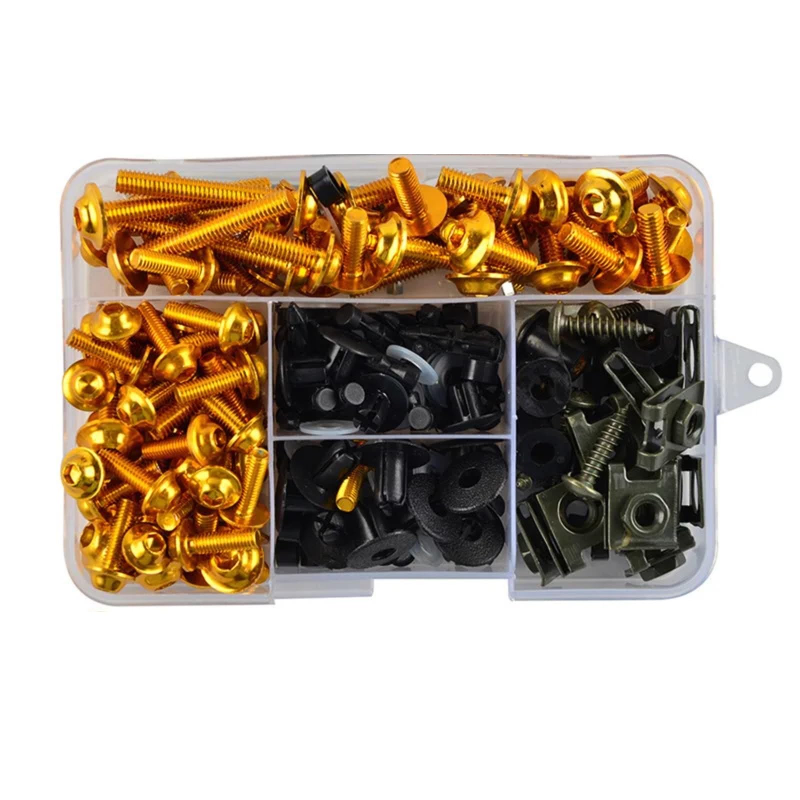 RDWSPLI Motorrad Schrauben Set Für Ninja 250 300 400 Für 650R ABS 195-teiliges Motorrad-Verkleidungs-Windschutzscheiben-Schrauben-Set, Muttern-Clip(Yellow) von RDWSPLI