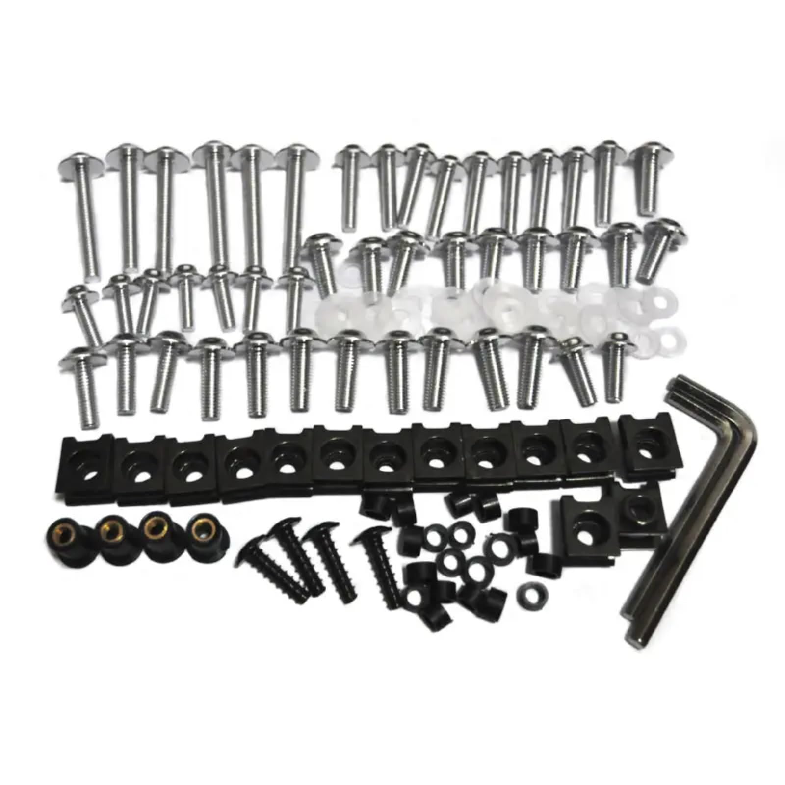 RDWSPLI Motorrad Schrauben Set Für Ninja Für EX300 Für EX250 Für 300R Motorrad Komplettes Verkleidungsschrauben-Kit Karosserieschrauben Motorradschrauben Motorhauben(Silver) von RDWSPLI