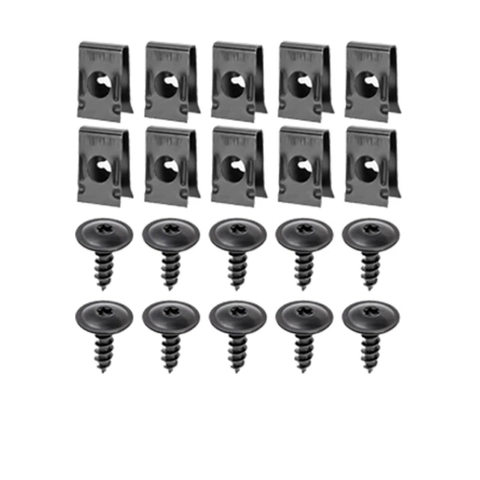 RDWSPLI Motorrad Schrauben Set General Parts Auto Motorräder Metallschraube Gewindeschneidverschluss Clip Auto U-Typ Clip Mit Schraube Anti-Rost-Schutz Clip Schraube Schnalle Eisenblech(Black 20x) von RDWSPLI