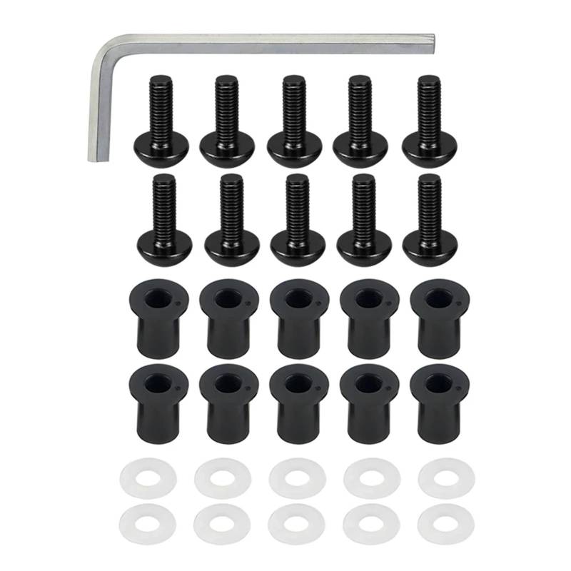 RDWSPLI Motorrad Schrauben Set Kompatibel Mit Daytona M5 General Parts Motorrad-Batterie-Anschlussschrauben, Windschutzscheiben-Schrauben Schrauben Wellnuts Unterlegscheiben Befestigungssatz(Black) von RDWSPLI