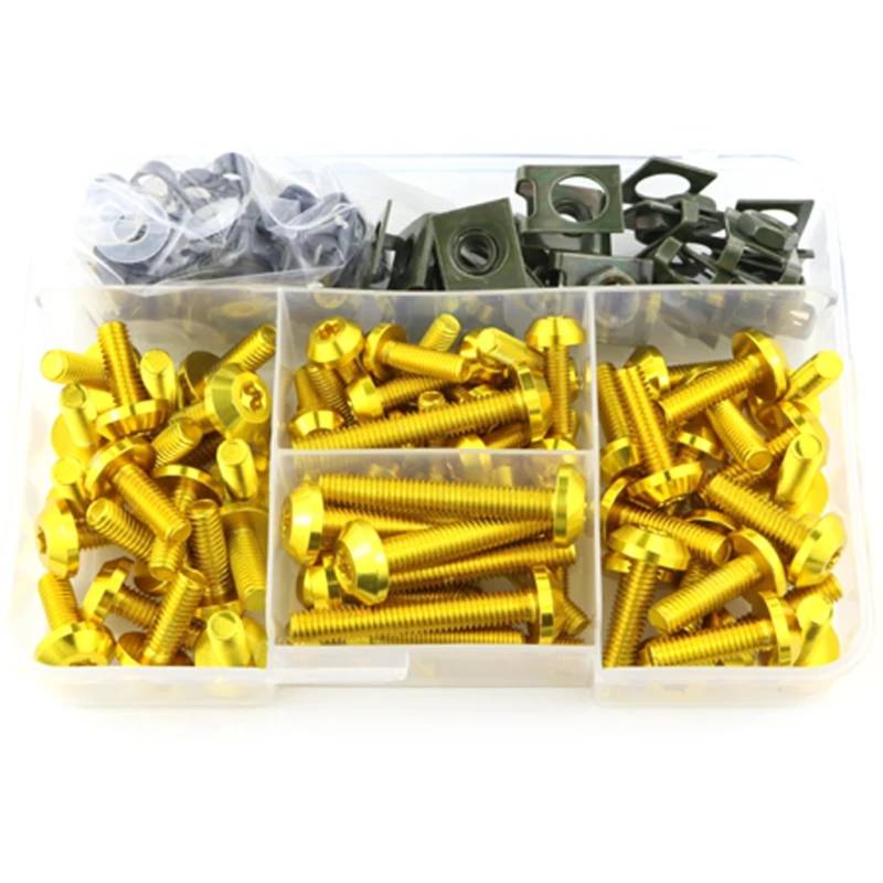 RDWSPLI Motorrad Schrauben Set Kompatibel Mit Suzuki Für GSX 750S Für Katana Für GSX 1000S Für Katana Motorradzubehör Komplettes Komplettes Verkleidungsschrauben-Set Schrauben Muttern Clip(Yellow) von RDWSPLI