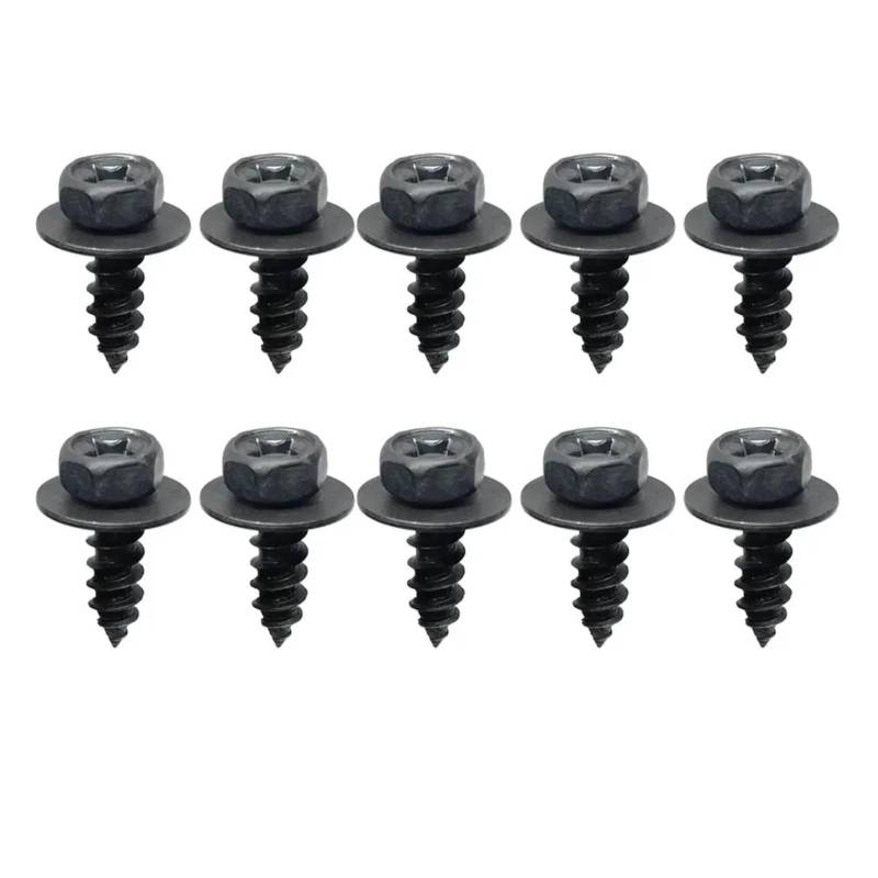 RDWSPLI Motorrad Schrauben Set M6 6 Mm Allgemeine Teile Schwarze Selbstschneidende Schrauben Für Kreuzsechskantschrauben Mit Dichtung Für Auto-Motorrad-Stoßfänger-Kotflügel-Motorschutz(10pcs) von RDWSPLI